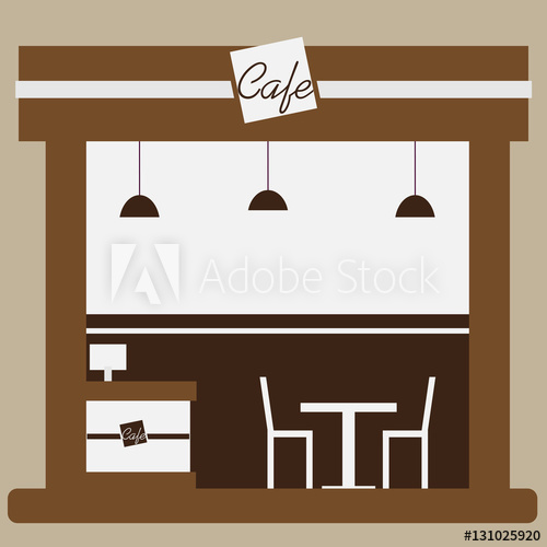 500x500 Cafe And Shop Facade, Storefront Vector Flat Design