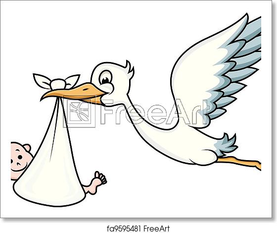 560x470 Free Art Print Of Stork With Baby Vector Illustration Of Stork