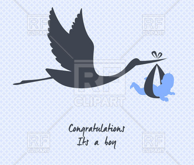 400x341 Silhouette Of Flying Stork With Baby In Beak