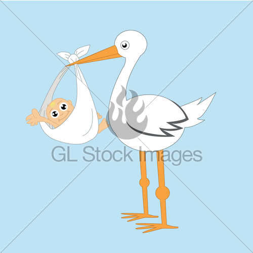 500x500 Stork And Baby Vector Illustration Gl Stock Images