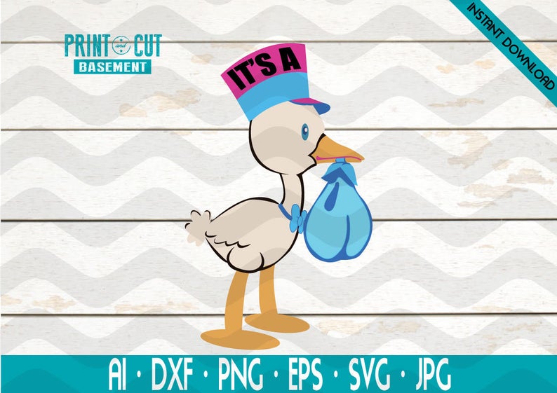 794x561 Stork Baby Shower Baby Stork Baby Reveal Its A Boy Its A Etsy