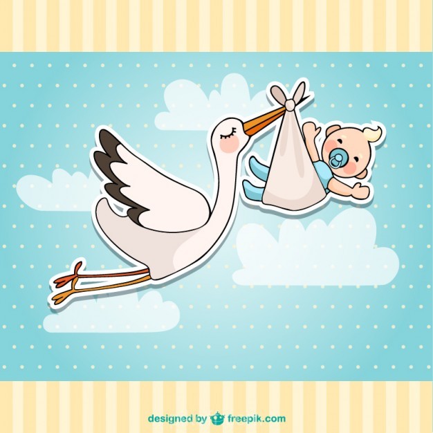 626x626 Baby Shower Card With A Stork And A Baby Vector Free Download