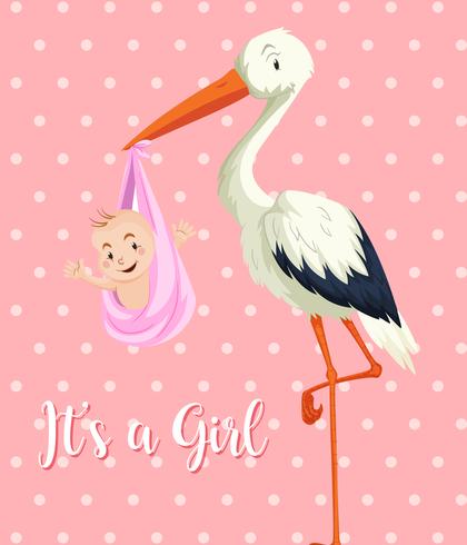 420x490 Stork Baby With Baby Girl On Pink Background