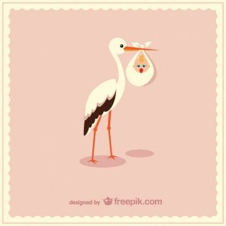 318x318 Stork Carrying Cute Baby Vector Grafika A Baby
