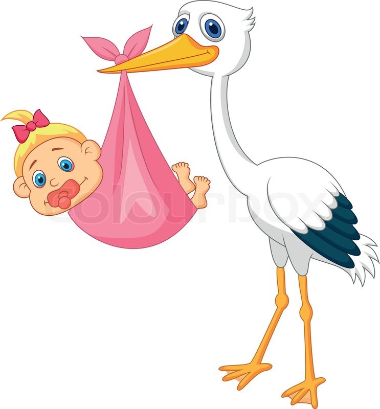 743x800 Vector Illustration Of Stork With Baby Stock Vector Colourbox