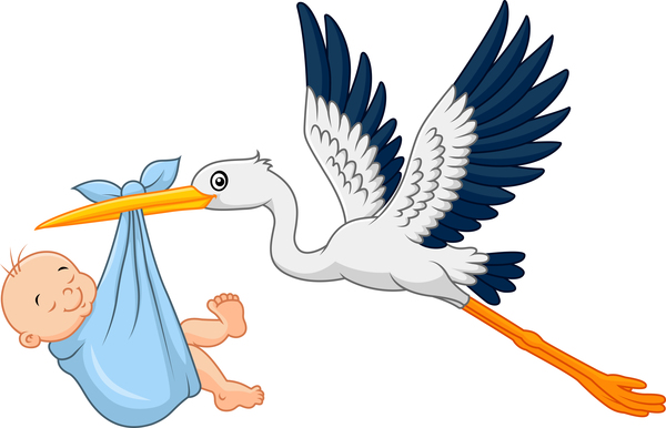 600x386 Cartoon Stork With Cute Baby Vectors Free Download