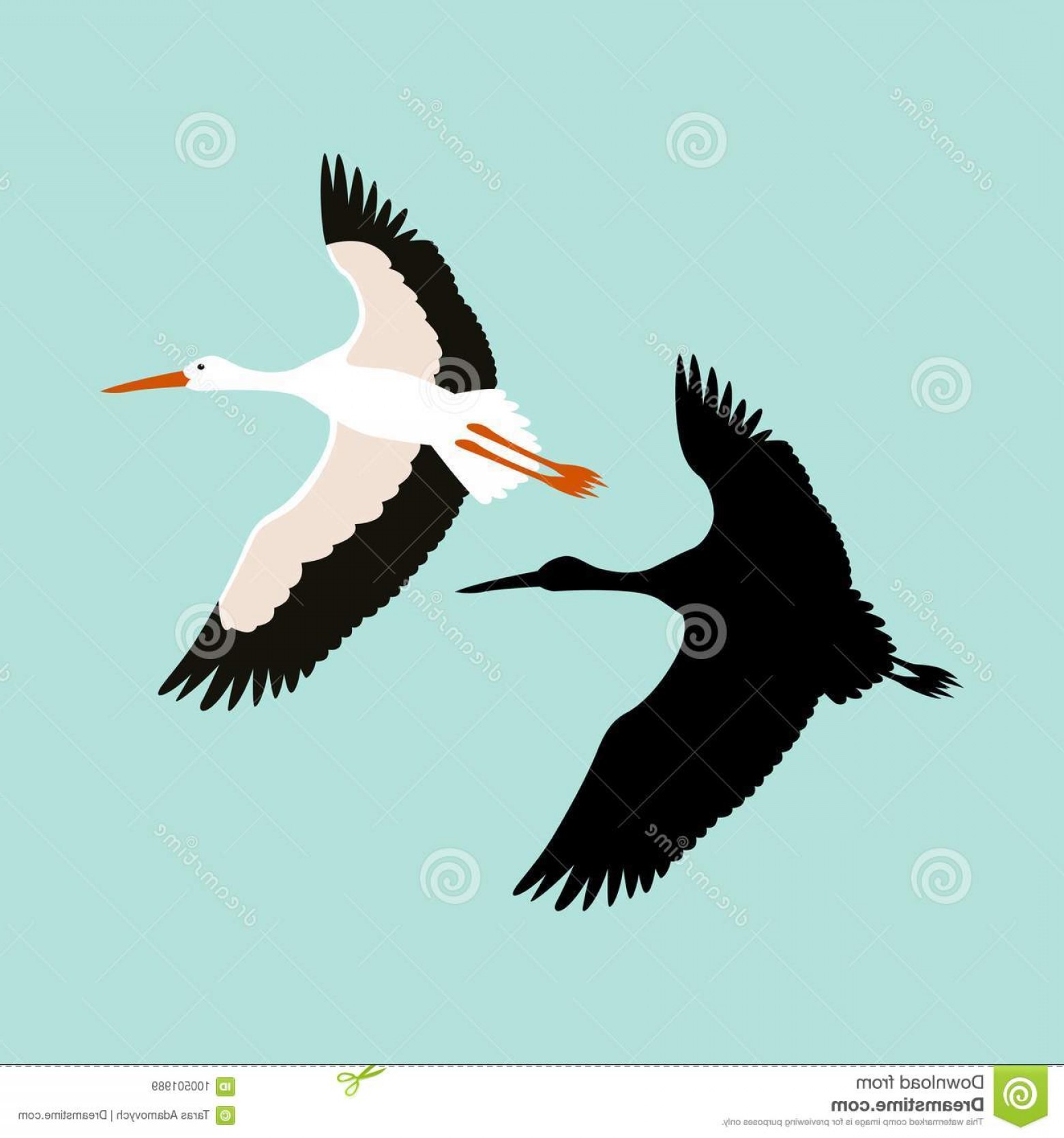 1560x1668 Stork Vector Illustration Style Flat Black Silhouette Stork Vector