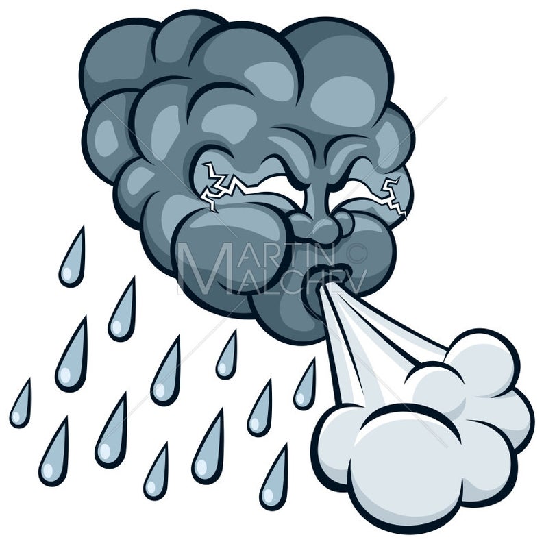 794x794 Storm Cloud Vector Illustration Wind Lightning Thunder Etsy