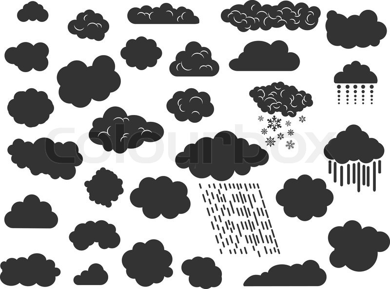 800x593 Doodle Clouds With Rain, Fog, Hail And Stock Vector Colourbox