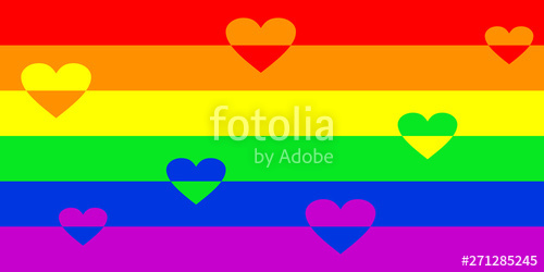 500x250 Lgbt Pride Flag Or Rainbow With Hearts Bright Header Banner