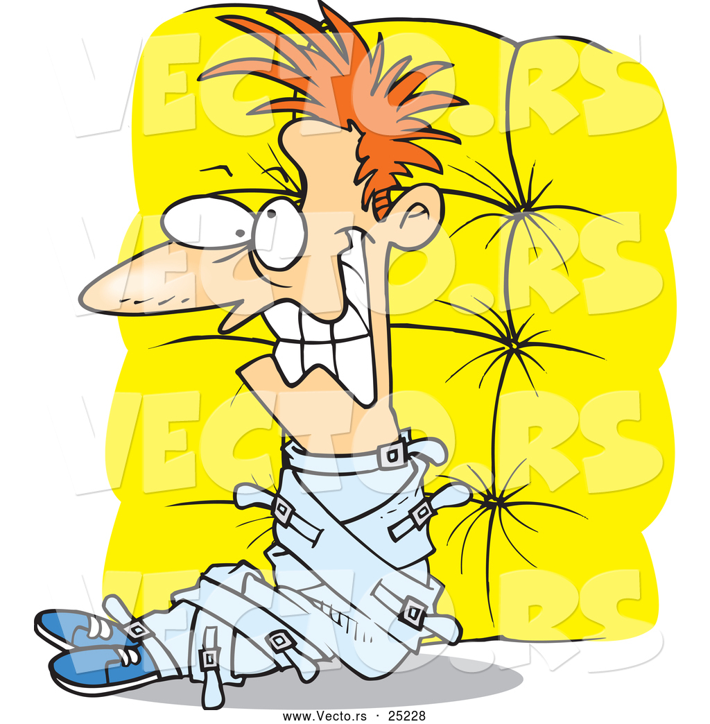 1024x1044 Vector Of A Crazy Cartoon Man In A Strait Jacket And Padded Cell