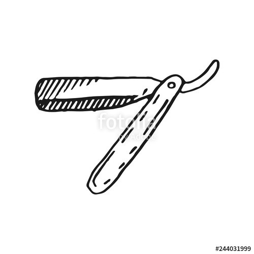 500x500 Straight Razor Vector Doodle Sketch Isolated On White Background