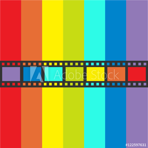500x500 Rainbow Flag Film Strip Frame Straight Shape Ribbon Design