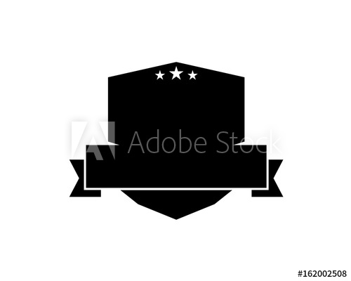 500x400 Blank Black Emblem Shield With Straight Ribbon