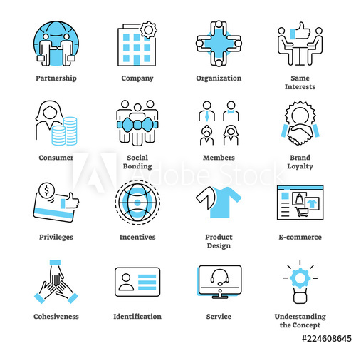 500x485 Affinity Marketing Icon Collection Set Market Strategy Vector