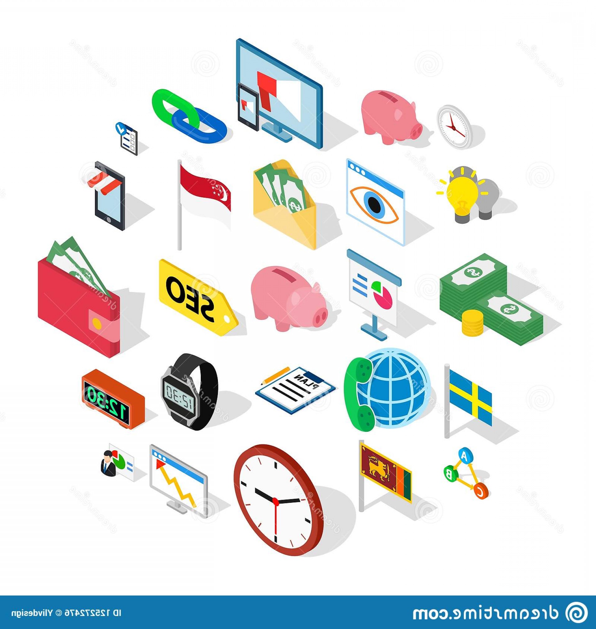 1920x2028 Business Strategy Icons Set Isometric Style Business Strategy