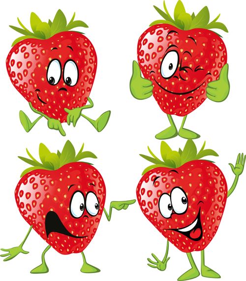500x571 Funny Strawberry Cartoon Characters Vector Cute And Picture