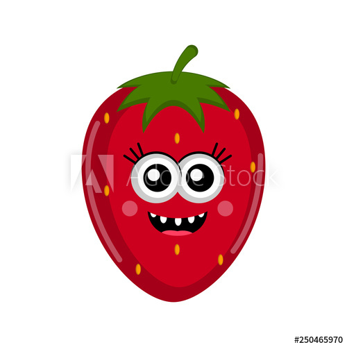500x500 Isolated Happy Strawberry Cartoon Vector Illustration Design