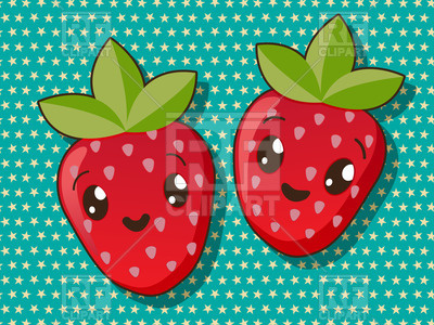 400x300 Kawaii Style Drawing Strawberries Vector Image Of Food