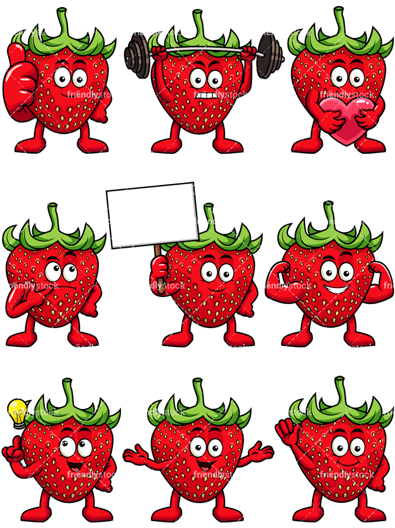 800x1067 Mascot Strawberry Cartoon Character Clipart