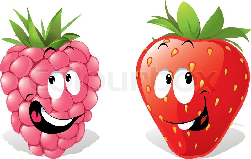 800x509 Raspberry And Strawberry Cartoon Stock Vector Colourbox
