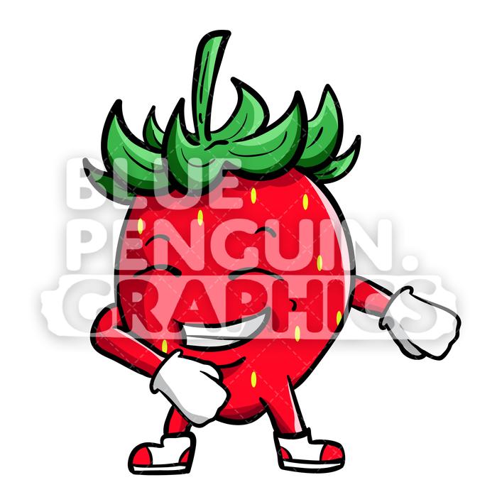 700x700 Strawberry Floss Dance Vector Cartoon Clipart Illustration Blue