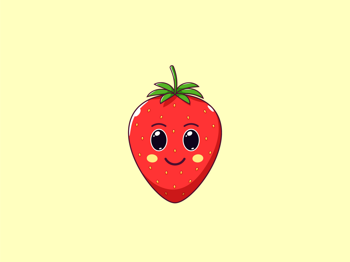 1445x1084 Cute Kawaii Strawberry, Cartoon Fruit
