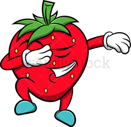 500x484 Dabbing Strawberry Cartoon Vector Clipart