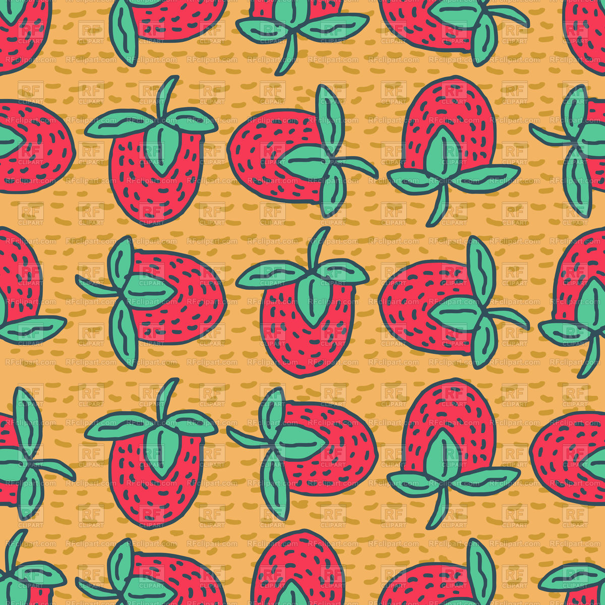 1200x1200 Strawberry Drawing Pattern Vector Image Of Food And Beverages