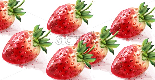 623x324 Strawberry Pattern Vector Watercolor Fresh Fruit Texture Starpik