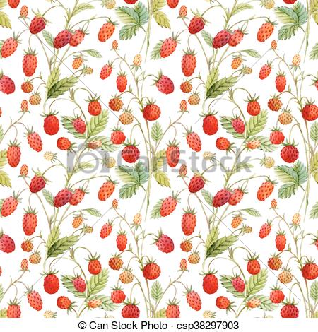 450x470 Watercolor Strawberry Pattern Beautiful Pattern With Nice