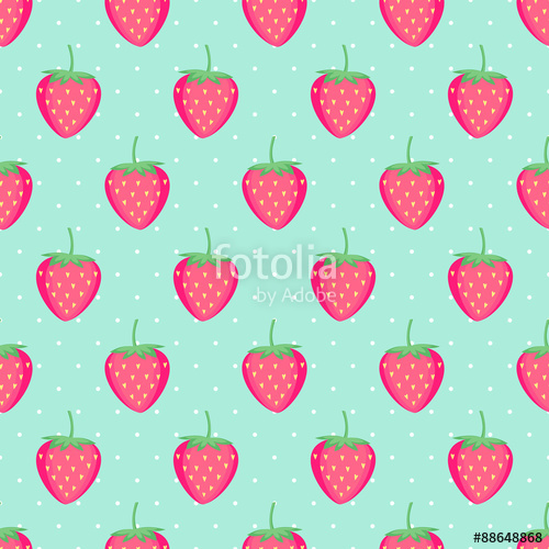500x500 Seamless Background With Pink Strawberries Cute Vector Strawberry