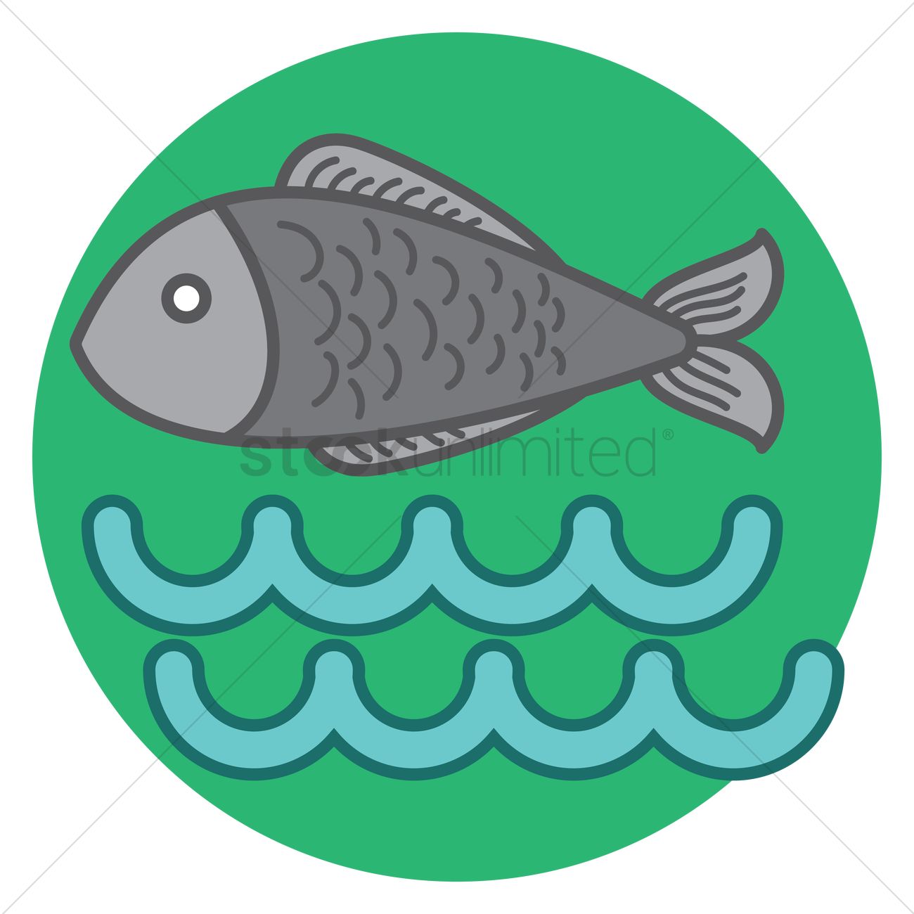 1300x1300 Fish And Water Stream Vector Image