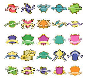300x276 Free Cute Style Shields And Streamers Files, Vectors