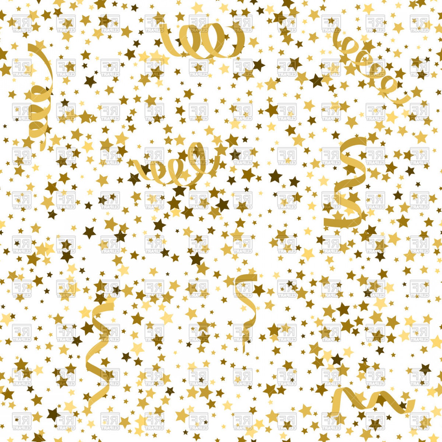 1440x1440 Golden Background With Stars And Streamers Vector Clipart Soidergi