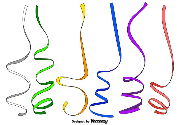 700x490 Vector Set Of Thin Party Streamers