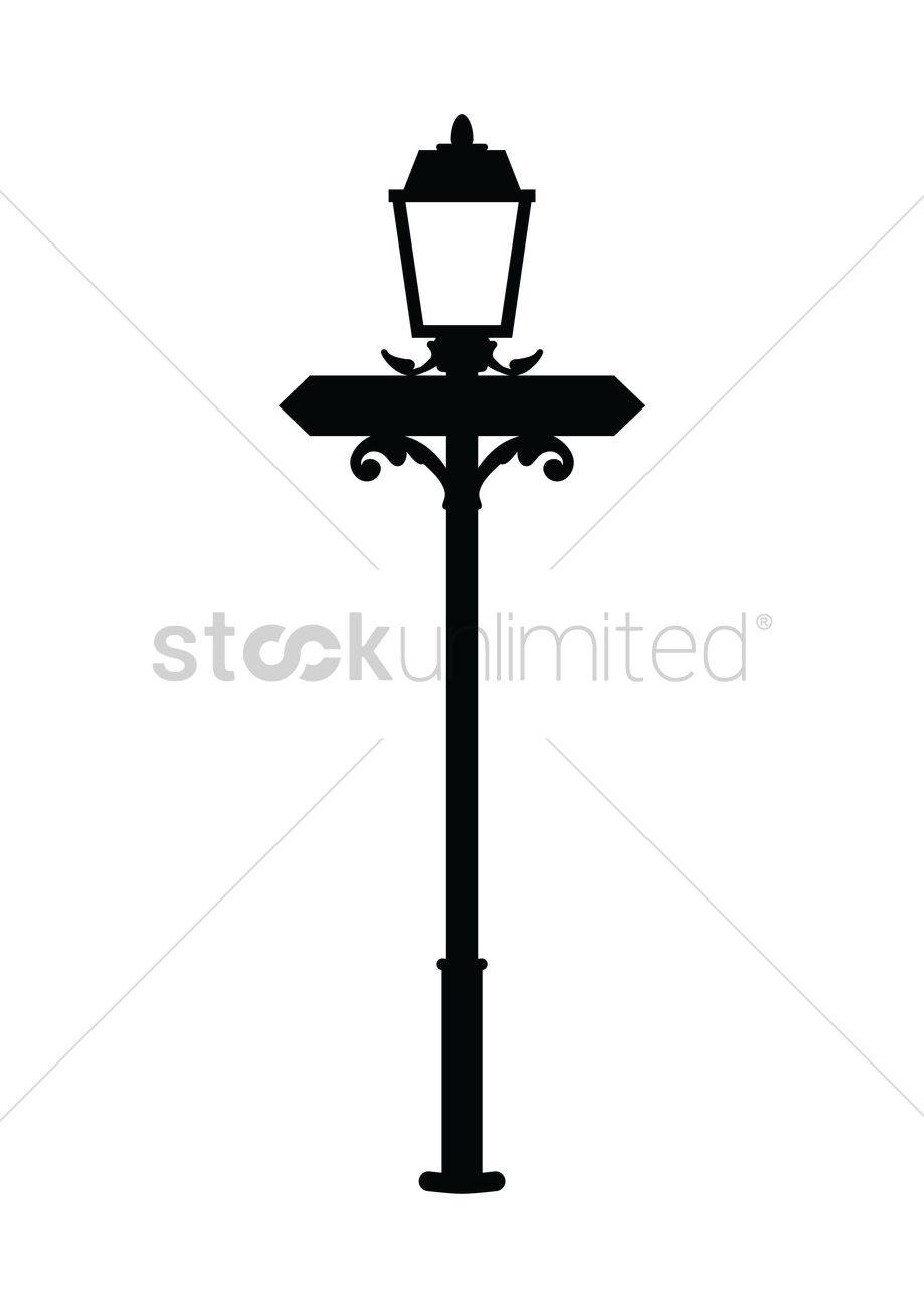 919x1300 Silhouette Of Street Lamp Vector Image