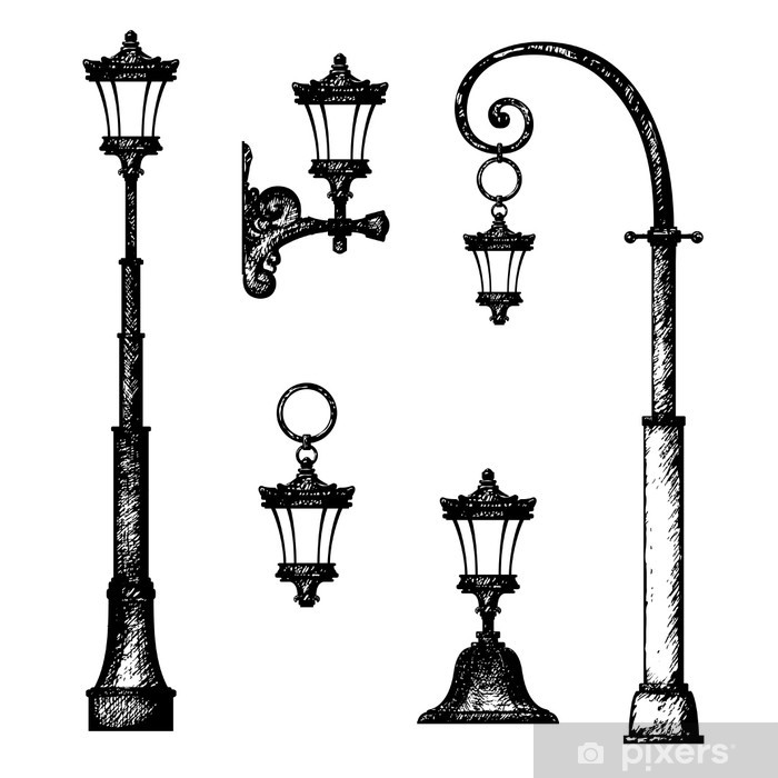 700x700 Sketch Of Street Light, Vector Drawing Wall Mural