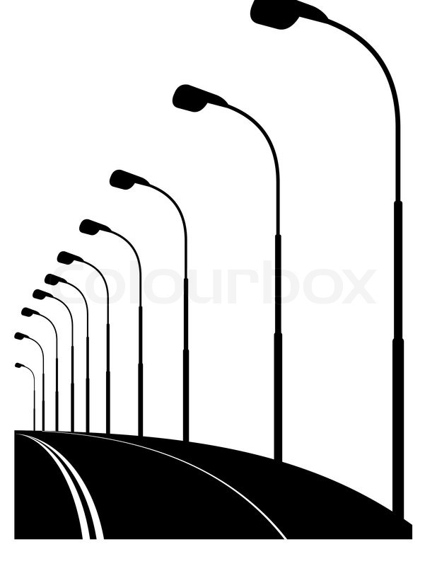 618x800 Silhouette Of Street Lanterns On Night Stock Vector Colourbox