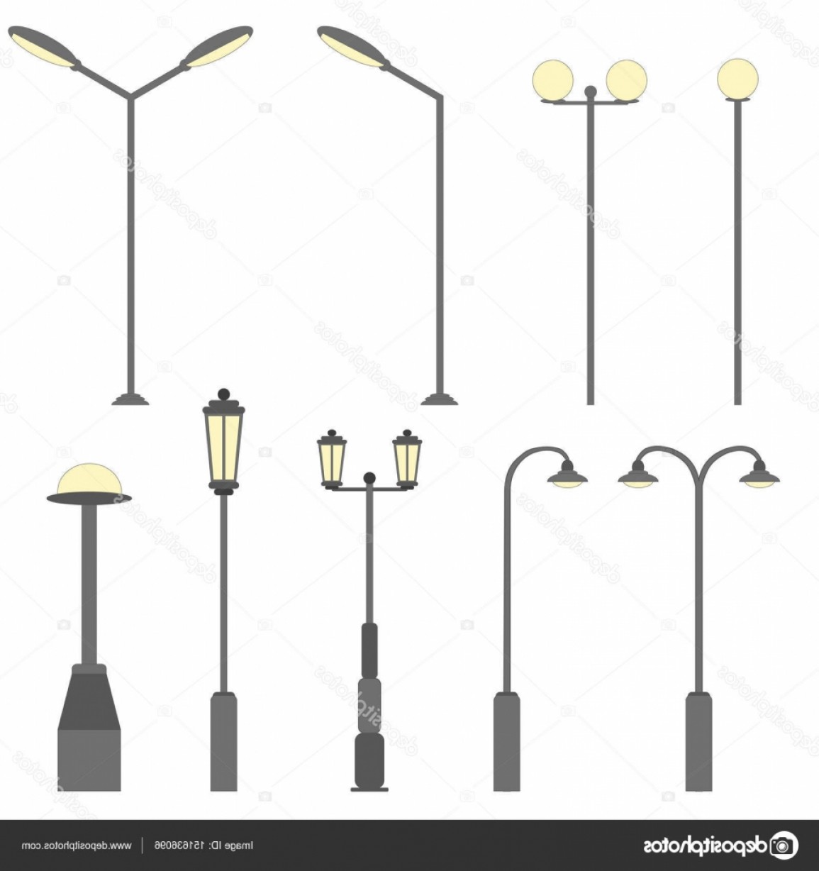 1155x1228 Stock Illustration Street Light Silhouette Flat Road Soidergi