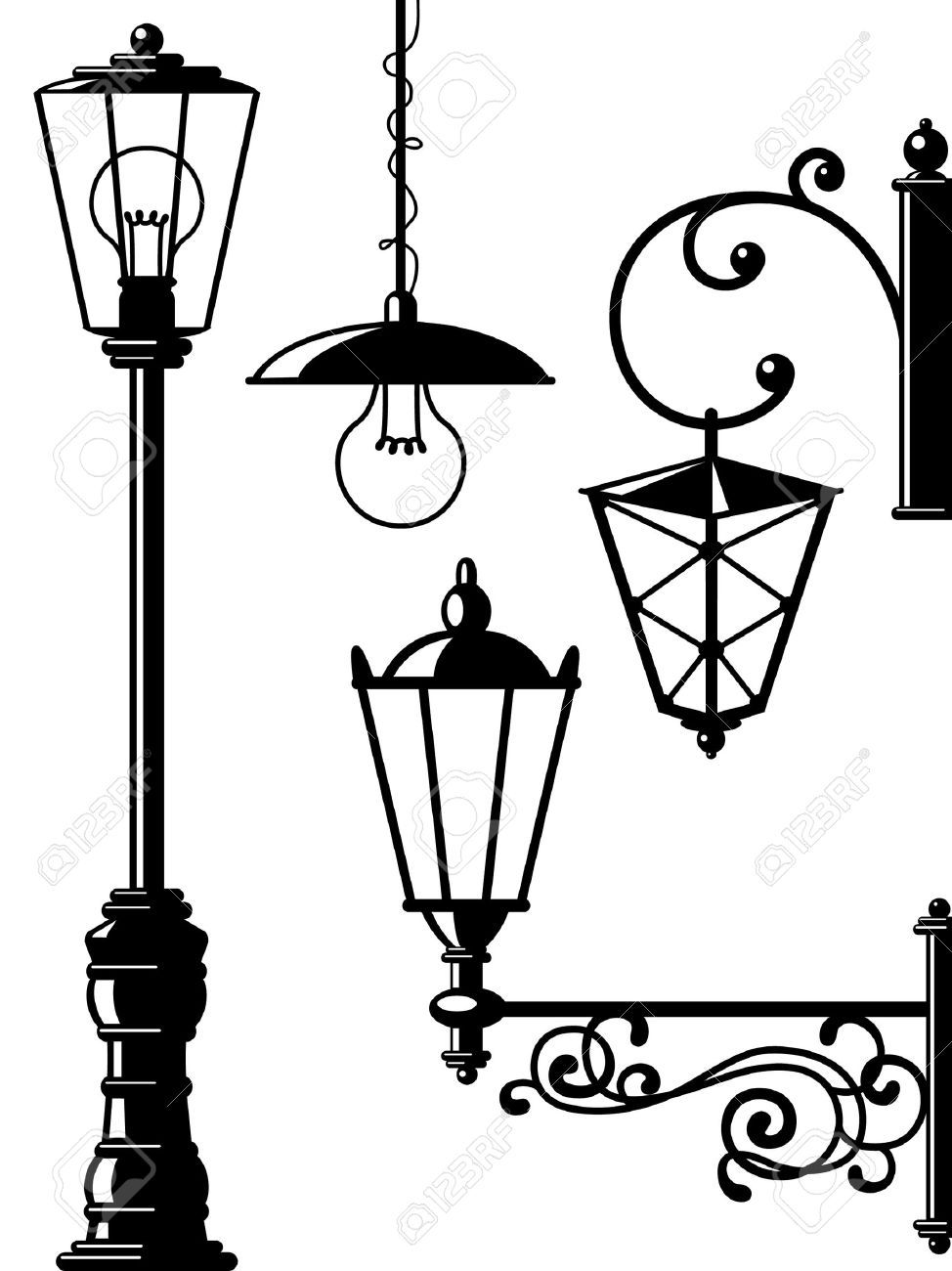 974x1300 Stock Vector Templates Street L Lanterns, Lantern Drawing