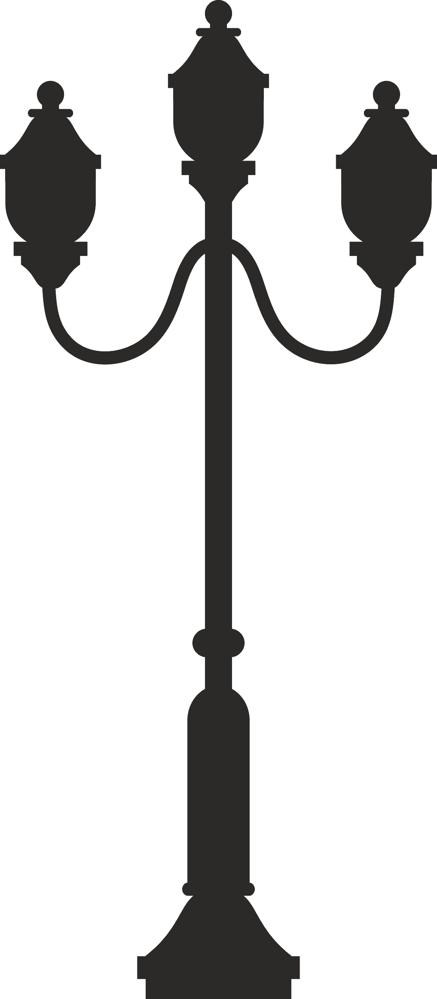 437x999 Street Lamp Silhouette Graphic Design Vector