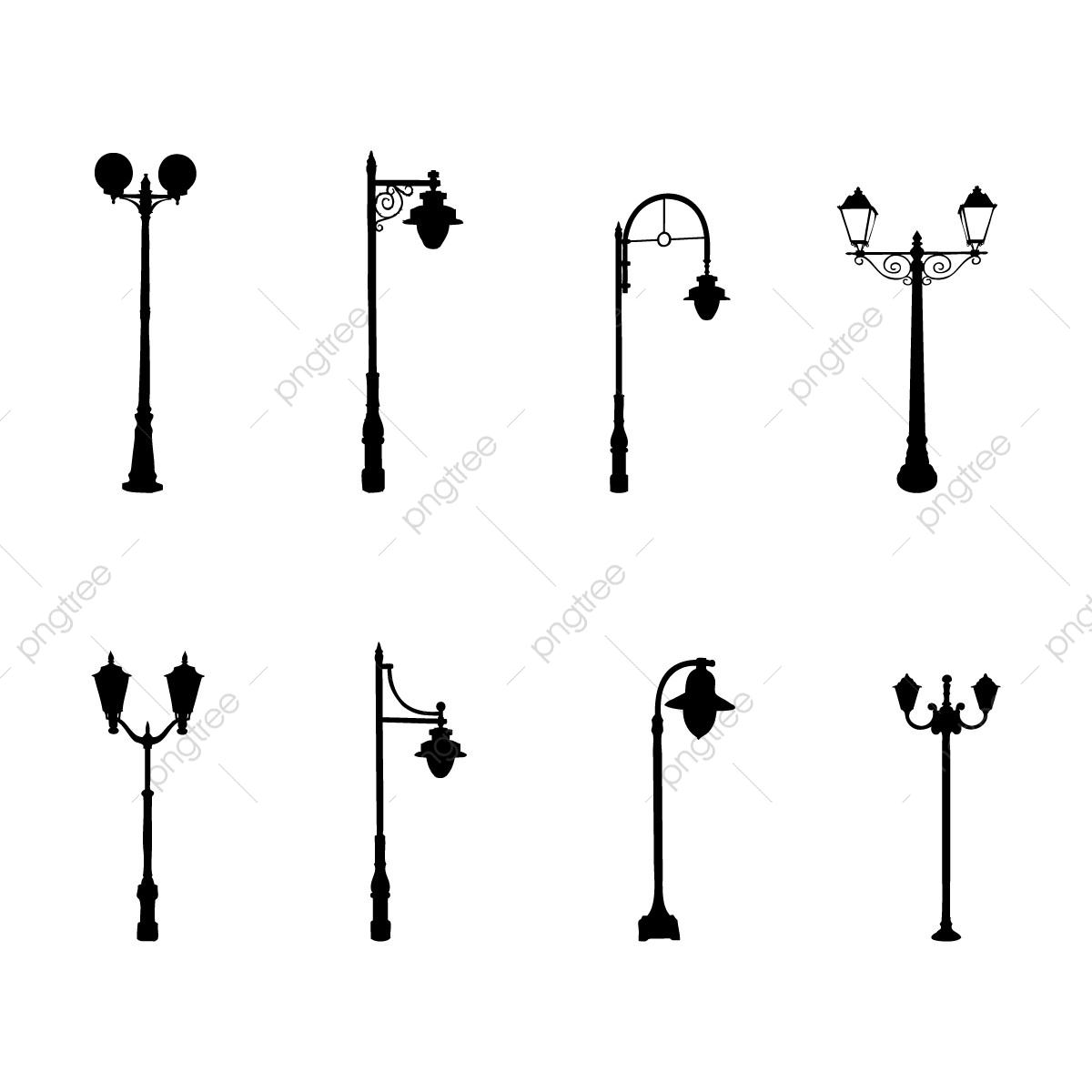 1200x1200 Street Light Silhouettes, Light, Silhouette, Street Png And Vector