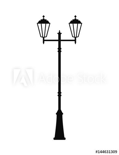 385x500 Street Lamp Silhouette Vector Illustration