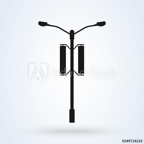 500x500 Street Light Vector Icon Lamppost Flat Silhouette
