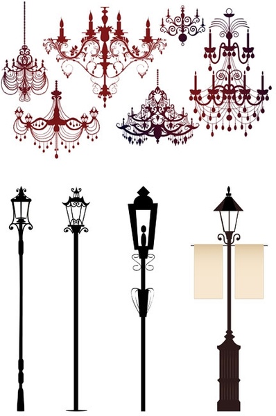 398x600 Gorgeous Chandelier Lights Silhouette Vector Free Vector