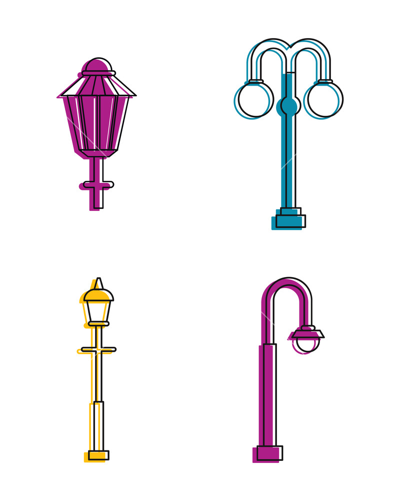 800x1000 Street Light Icon Set Color Outline Set Of Street Light Vector