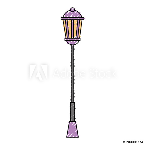 500x500 Vintage Lamp Post Street Light Vector Illustration Drawing Color