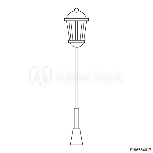 500x500 Vintage Lamp Post Street Light Vector Illustration Outline Image