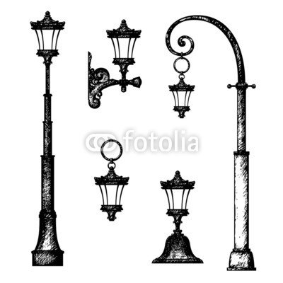 400x400 Sketch Of Street Light, Vector Drawing